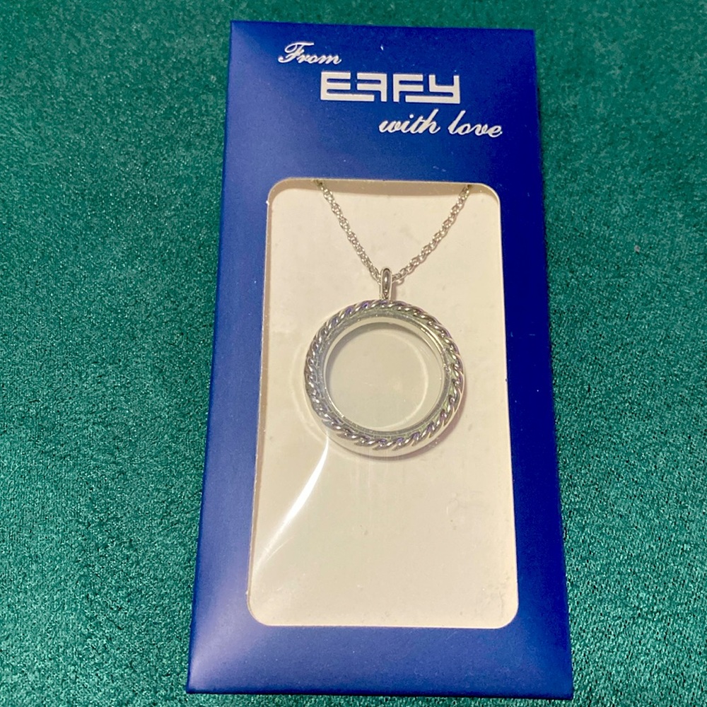 EFFY New Floating Charm Keepsake Magnetic Locket Pendant Chain Silver Color 24in